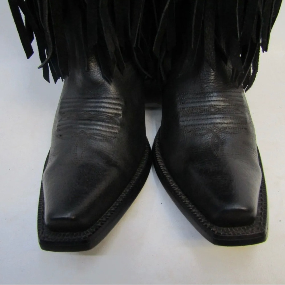 Ariat Womens Size 8 B Black Suede Leather Fringe Cowboy Western Boots